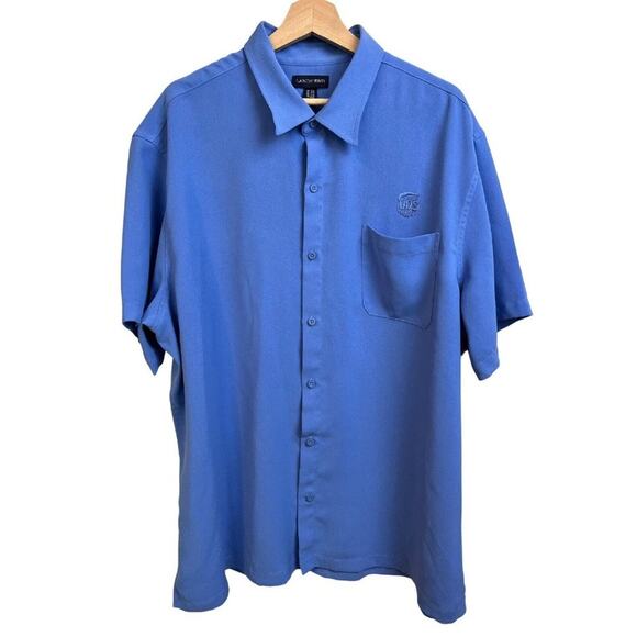 UPS Lands' End Mens Polo Shirt XXL Blue 100% Polyester Short Sleeve Work Uniform - Picture 1 of 6